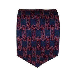 LANVIN Blue Geometric Floral Silk Tie FRANCE 58"/ 3.7" EC